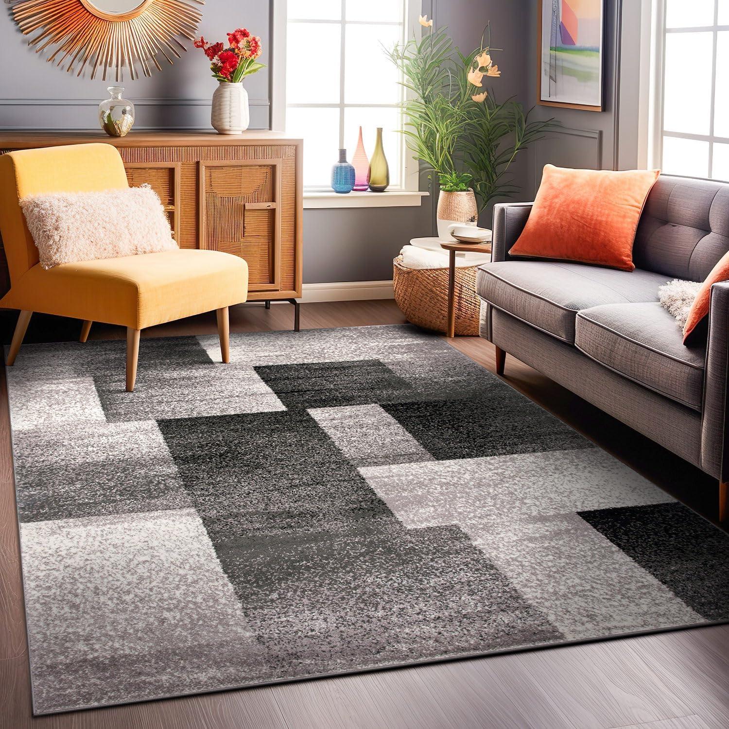 World Rug Gallery Contemporary Modern Geometric Boxes Area Rug