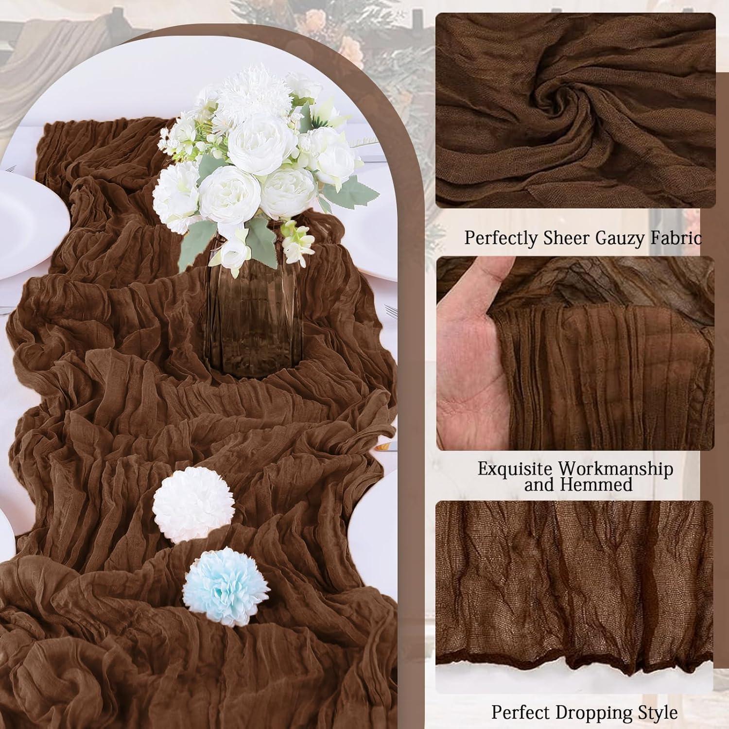 Mint Green Cheesecloth Table Runner 6 Pack 35" Boho Gauze Runner 120 inches Long Tablecloth Runner Rustic Sheer Fabric Bulk for Baby Shower Wedding Bridal Birthday Party Table Decorations