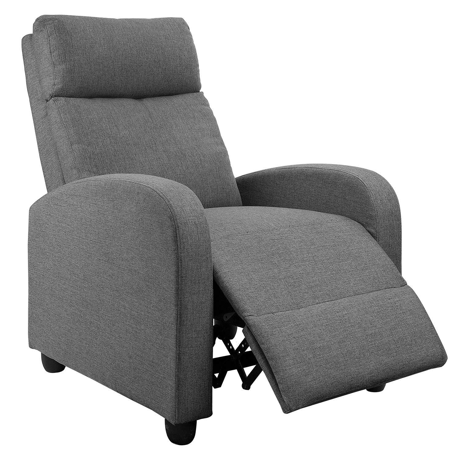 Aurora Grey Metal Frame Recliner with Thick Padding