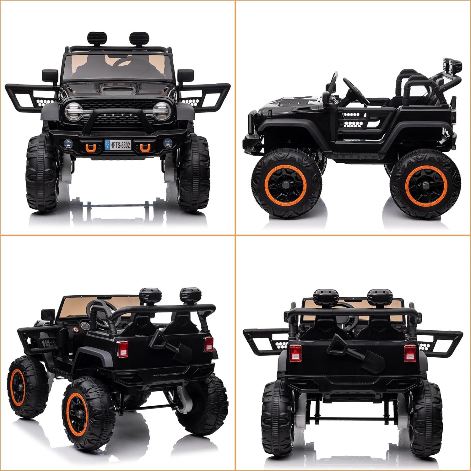 24V Black 2-Seater Electric SUV Ride-On Car with Remote Control