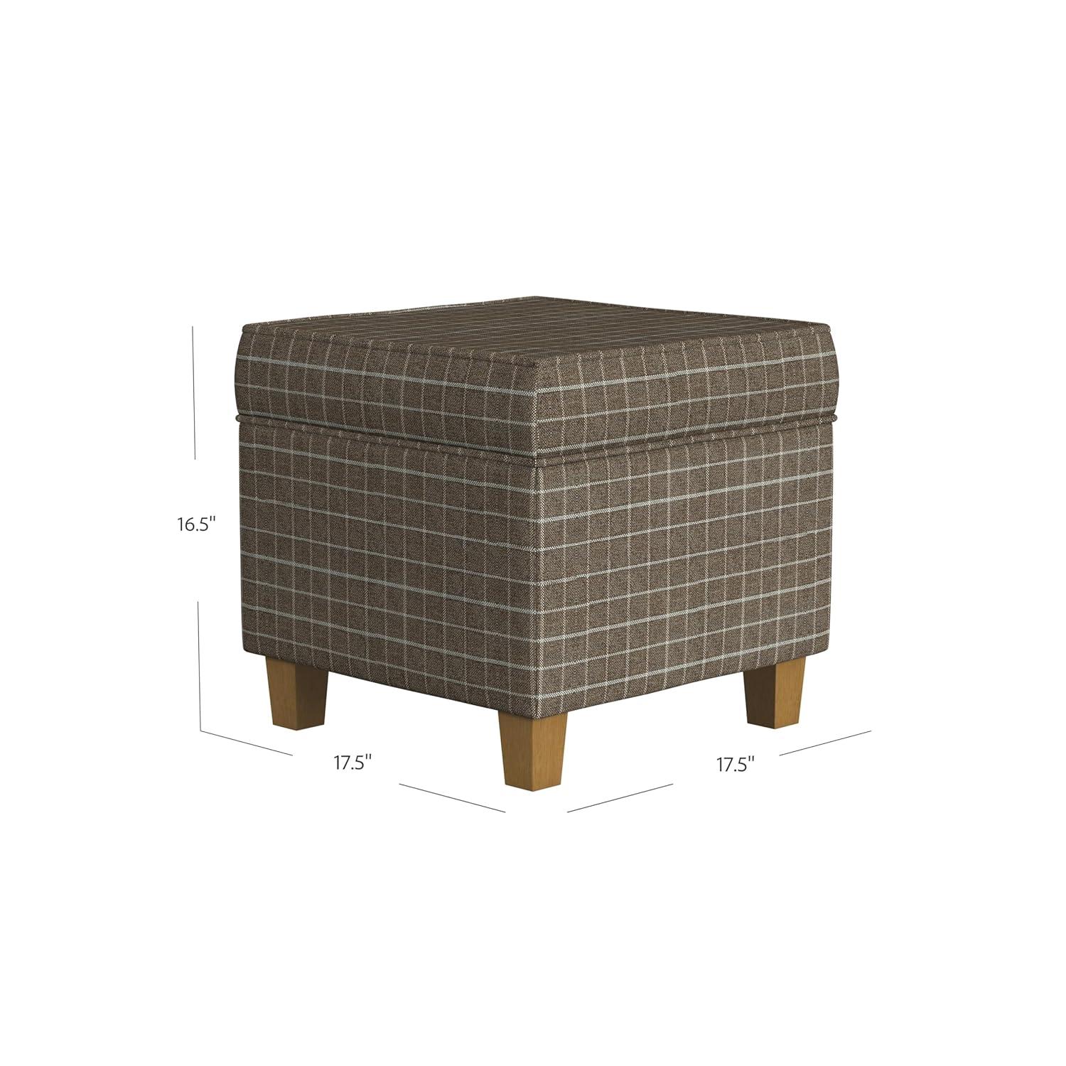 Cole Classics Square Storage Ottoman with Lift Off Top Light Brown Window Pane - HomePop