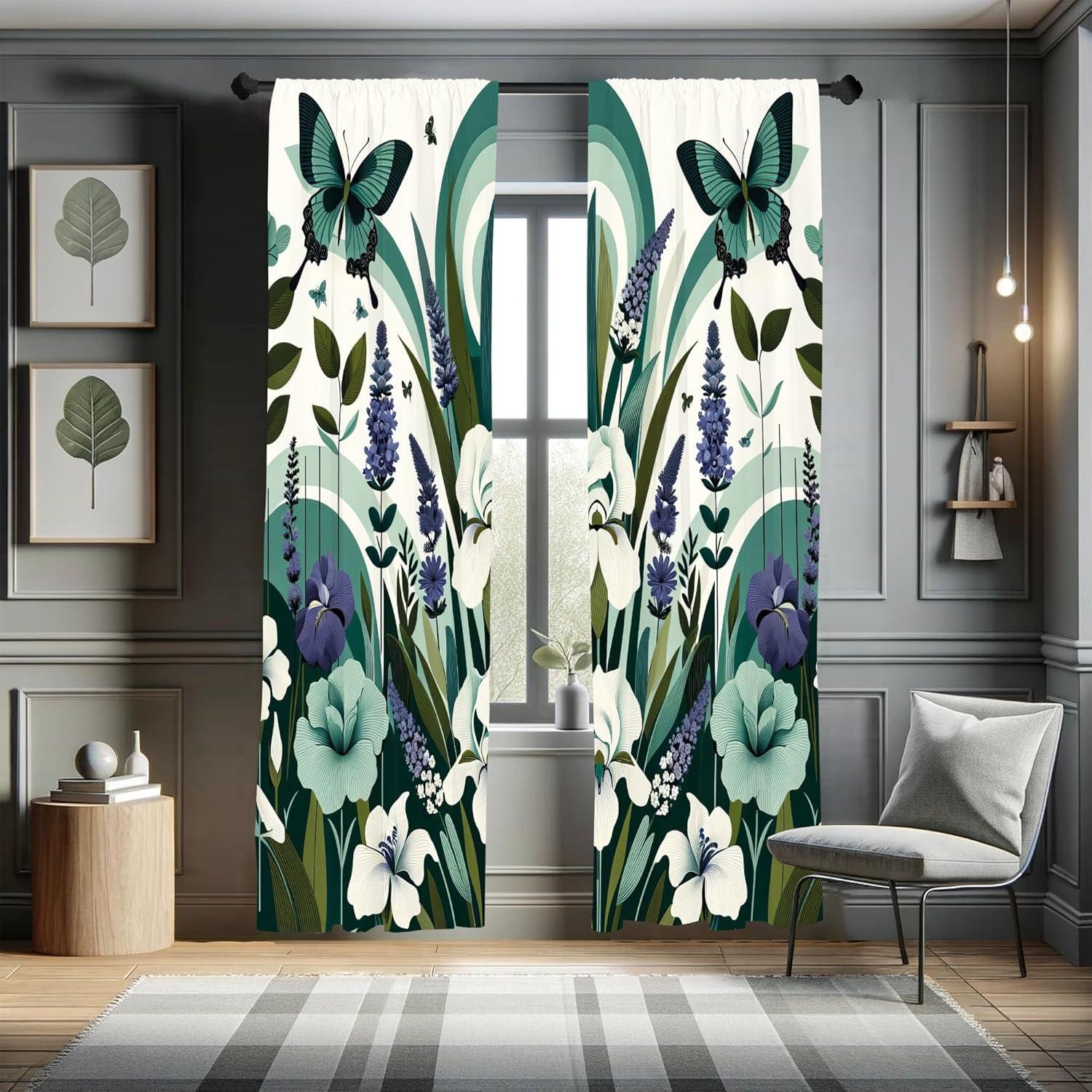 Ambesonne Microfiber Semi Sheer Curtain
