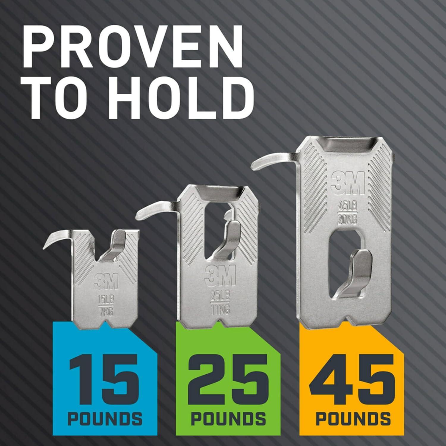3M Claw Drywall Picture Hanging Kit: Metal Utility Hooks, 45 lb Capacity, 10 Pack, Gray