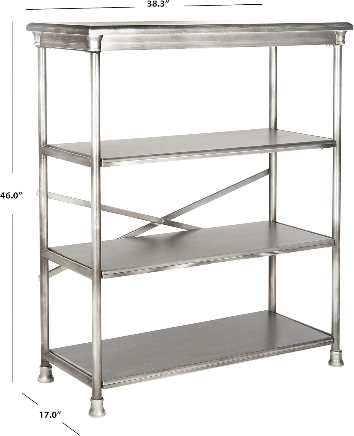 Jamison Transitional Dark Silver Wood & Iron Large Etagere Bookcase