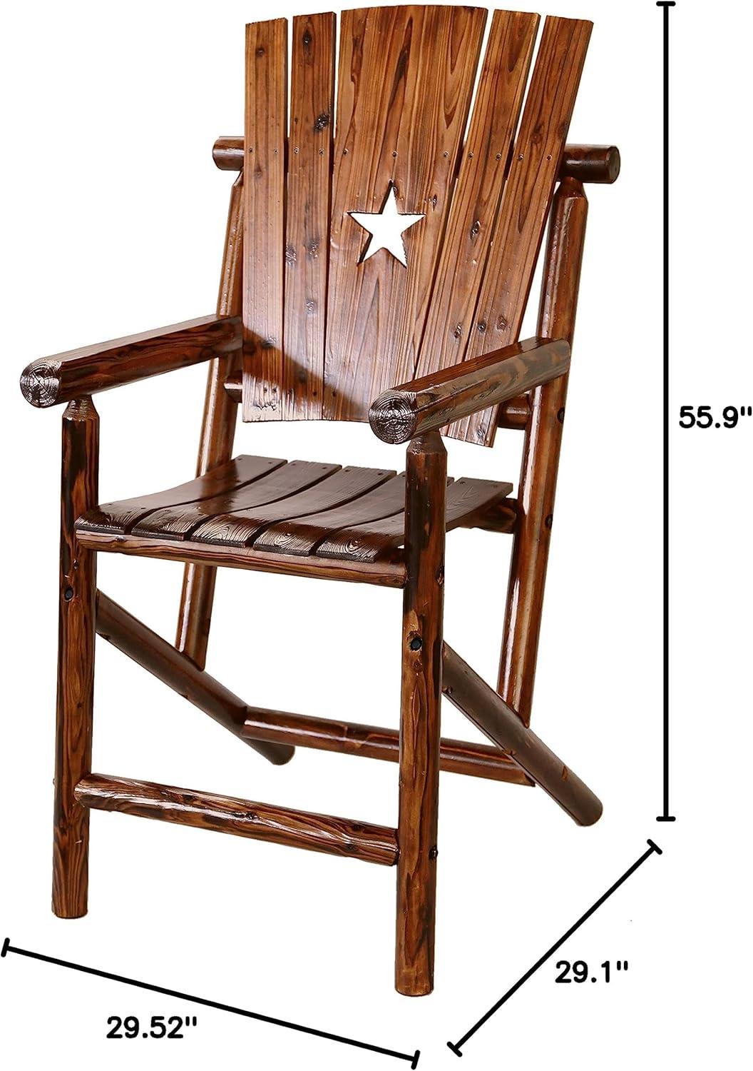 Leigh Country Char-log Outdoor Bar Height Arm Chair W/Star Brown