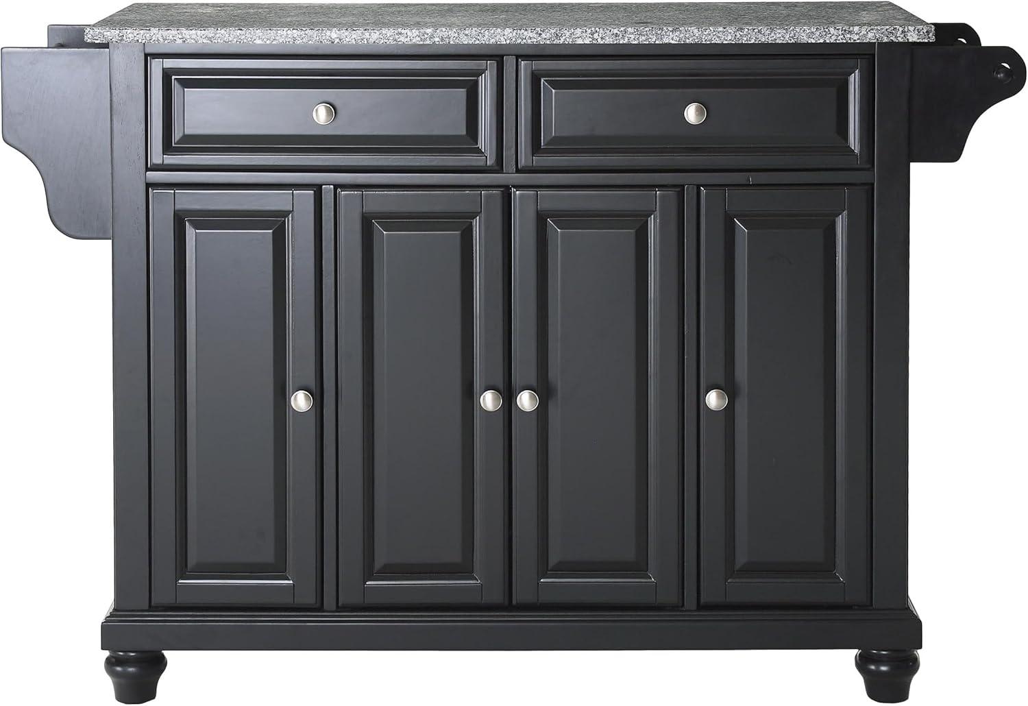 Cambridge Black Kitchen Island with Granite Top and Storage