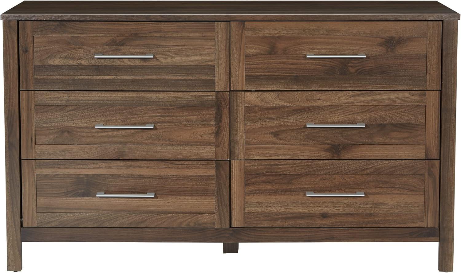 Stonebrook 6-Drawer Horizontal Dresser in Wood Classic Walnut Finish