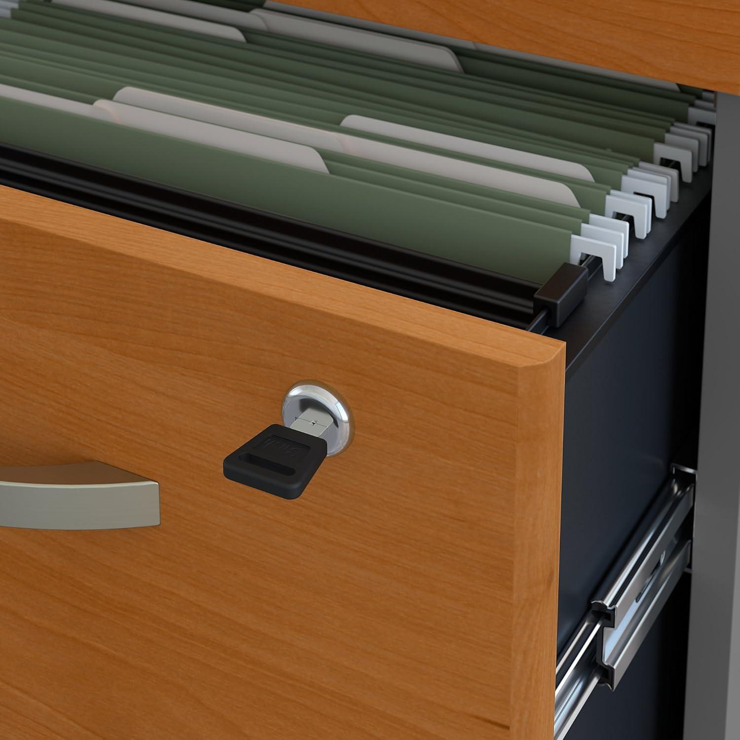 Natural Cherry 2-Drawer Lockable Mobile Filing Cabinet