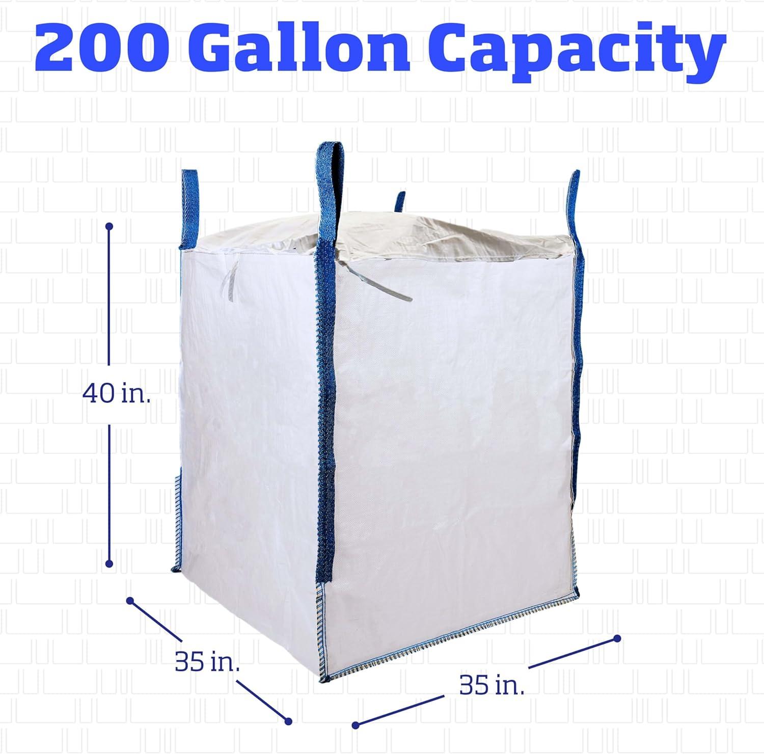 DURASACK® Builder's Bulk Bag with Flap Top, Heavy Duty, 35"L x 35"W x 40"H, 200 Gallon