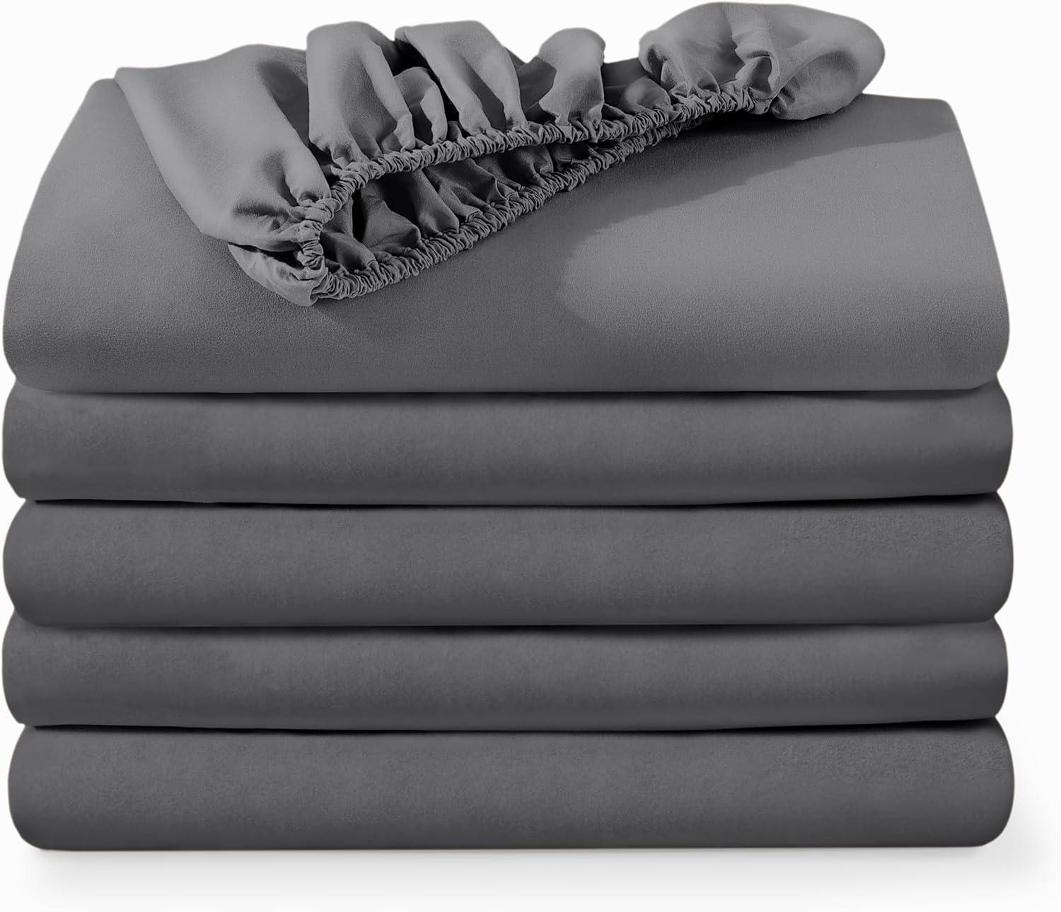 Bare Home 5-Pack Fitted Sheets - Premium 1800 Collection - Ultra-soft - Deep Pocket - California King, Gray