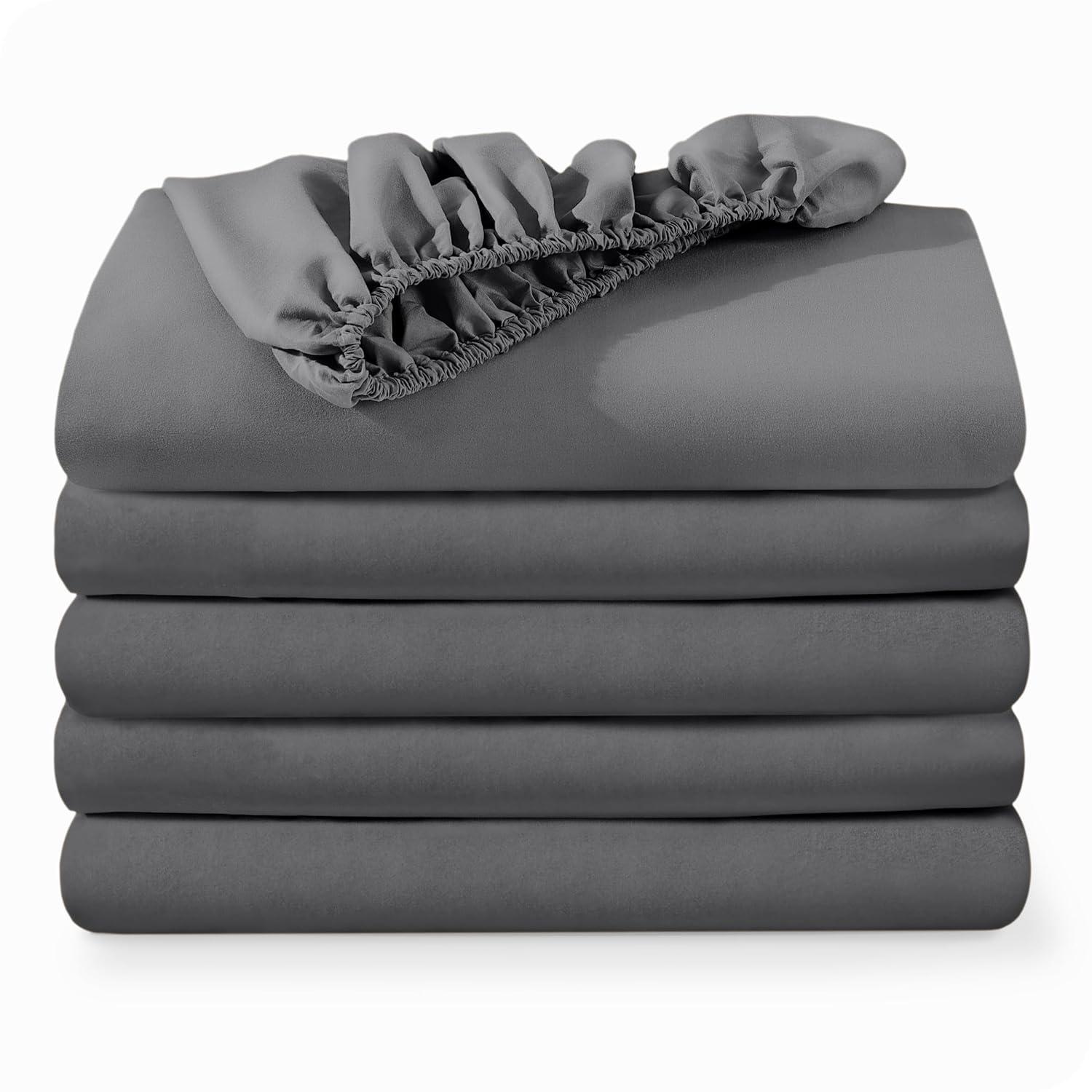 Bare Home 5-Pack Fitted Sheets - Premium 1800 Collection - Ultra-soft - Deep Pocket - California King, Gray