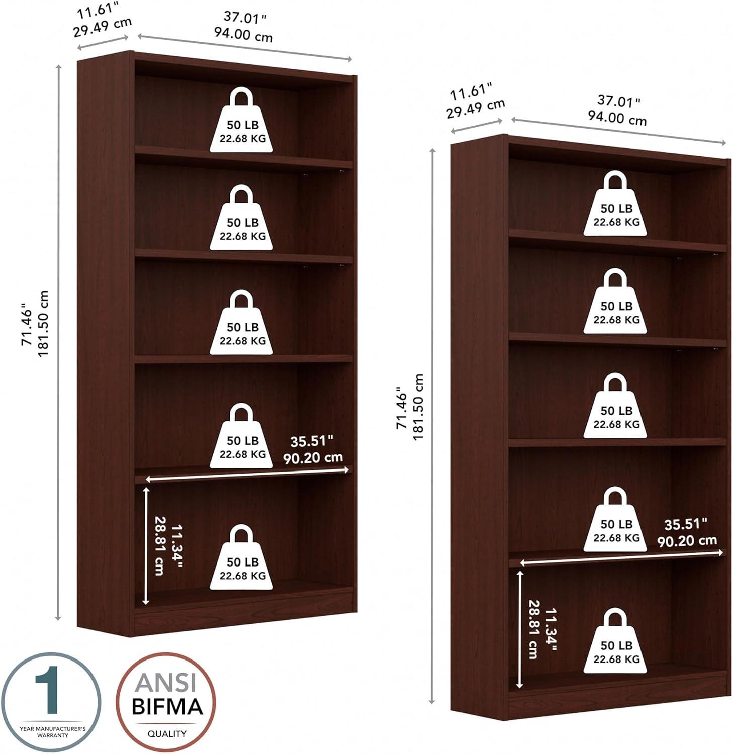 Bush Furniture Universal 5 Shelf Bookcase Vogue Cherry Set of 2 UB003VC