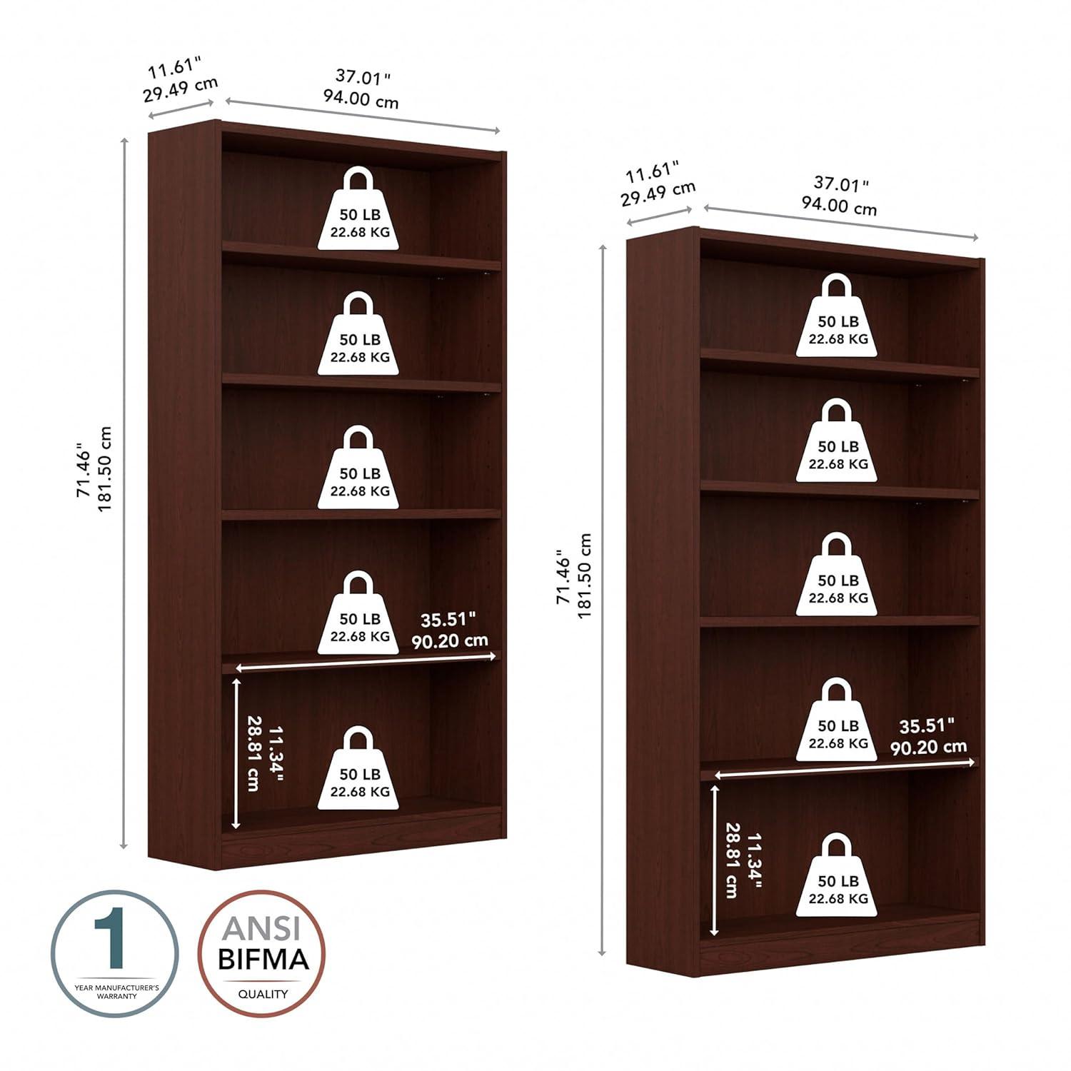 Bush Furniture Universal 5 Shelf Bookcase Vogue Cherry Set of 2 UB003VC