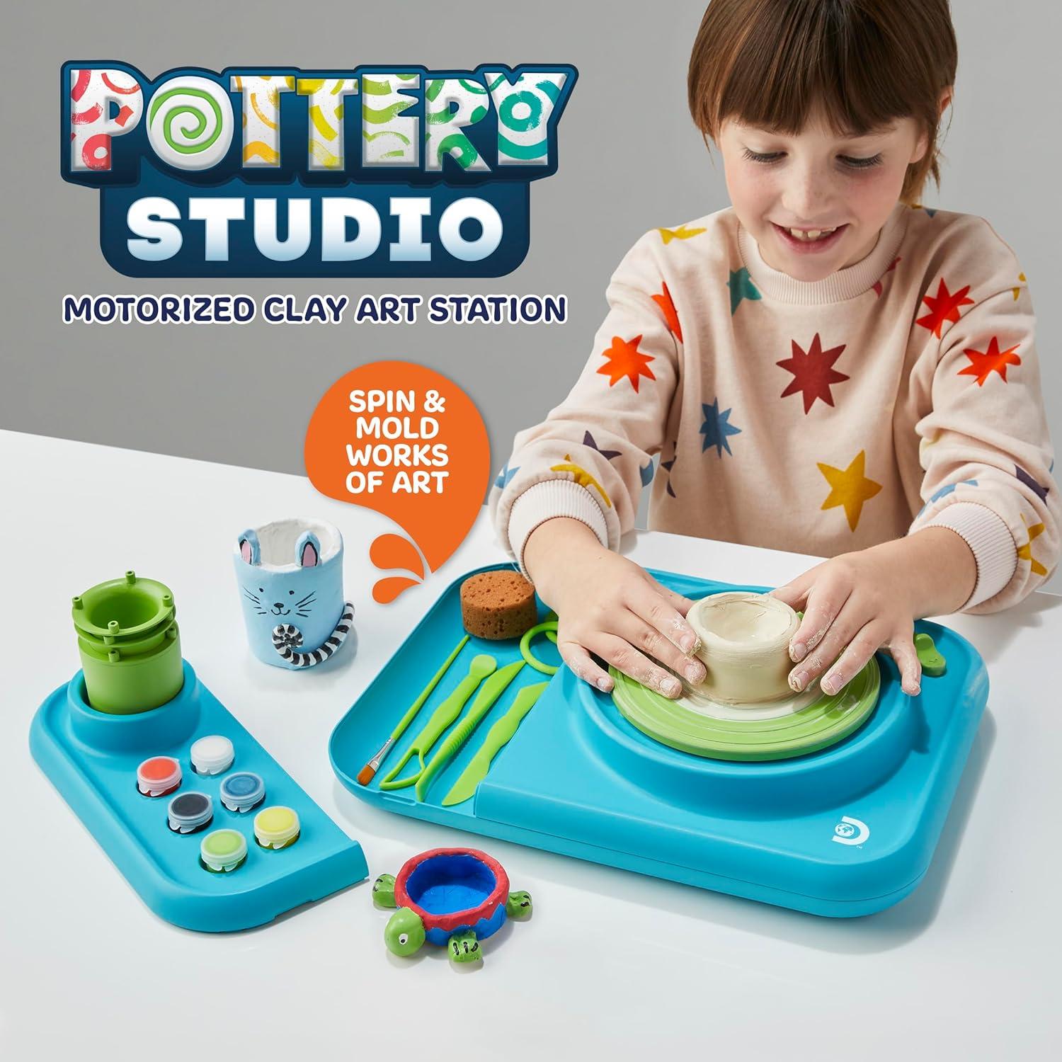 Discovery Kids Motorized Pottery Studio with Tools and Paints