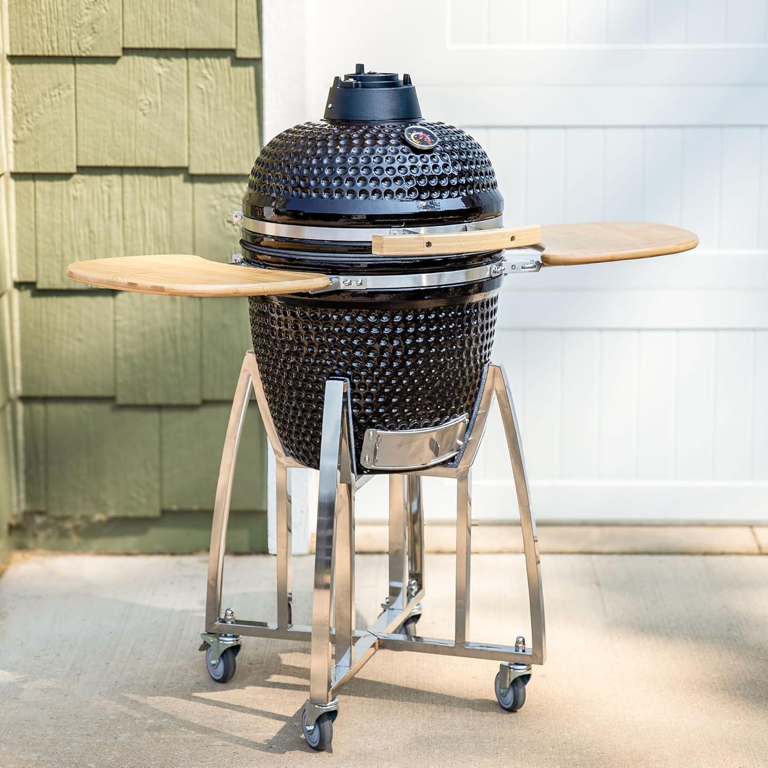 Mullite Kamado Grill with Wheels and Side Tables