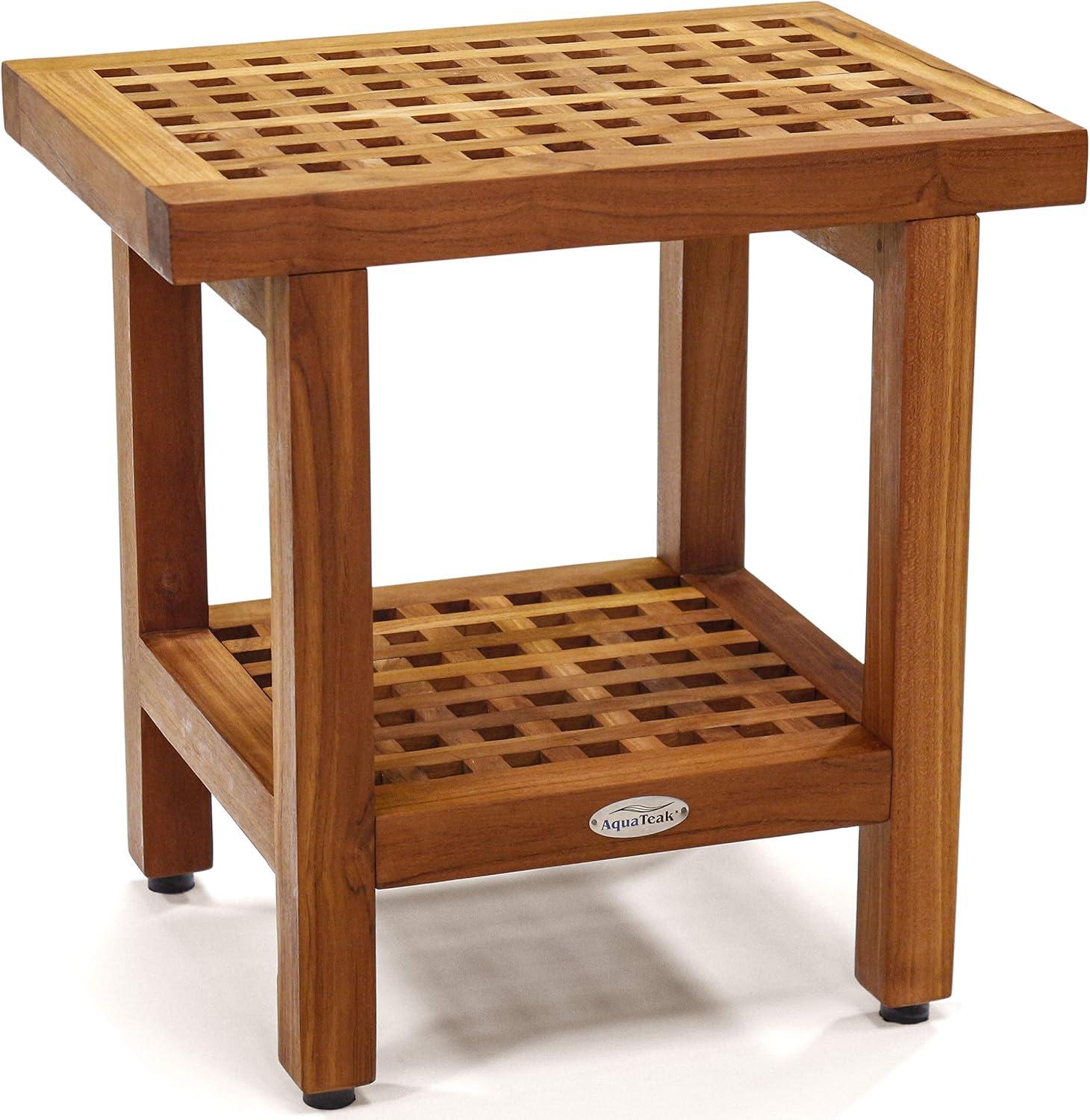 Grate Teak 12.75'' W Teak Shower Bench