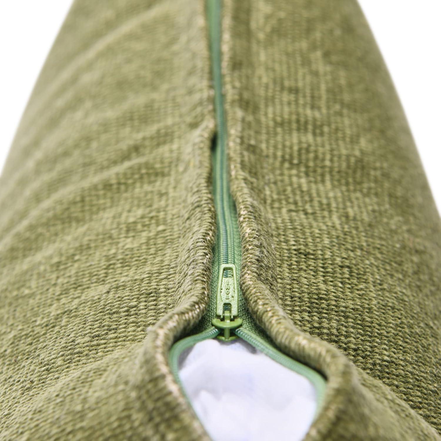 Creative Co-Op Woven Canvas Lumbar Pillow Decorative Pillow, 12" x 20", Sage Green