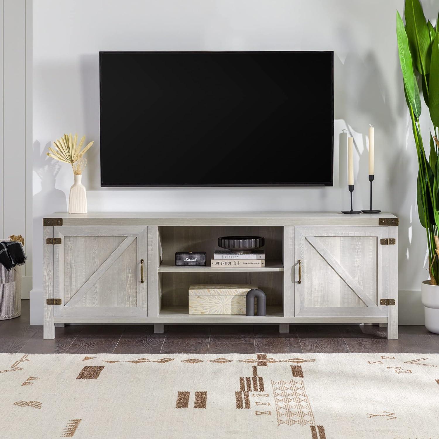 Walker Edison 70" Modern Engineered Wood TV Stand in Stone Gray