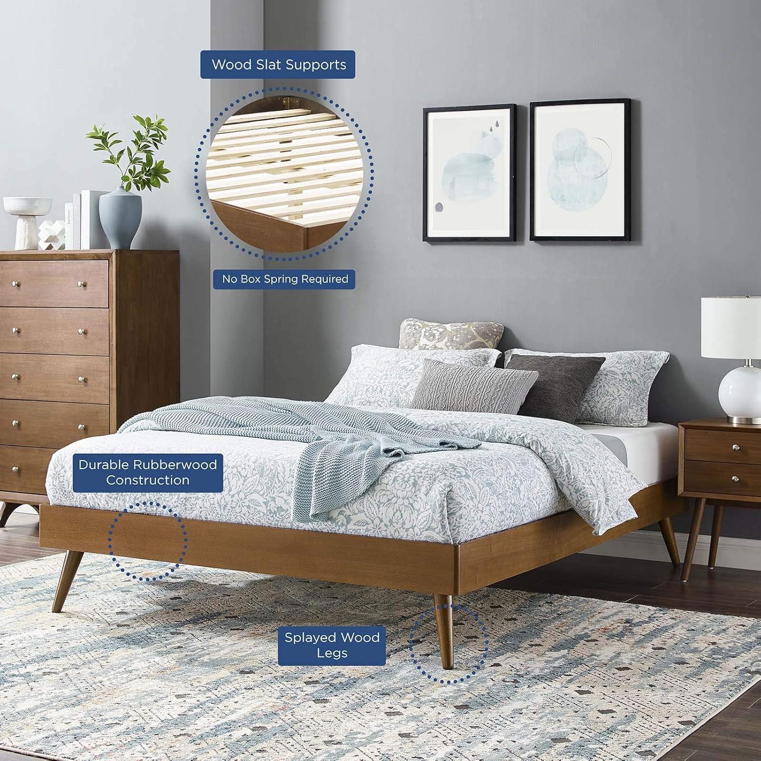 Modway Margo King Wood Platform Bed Frame in Walnut