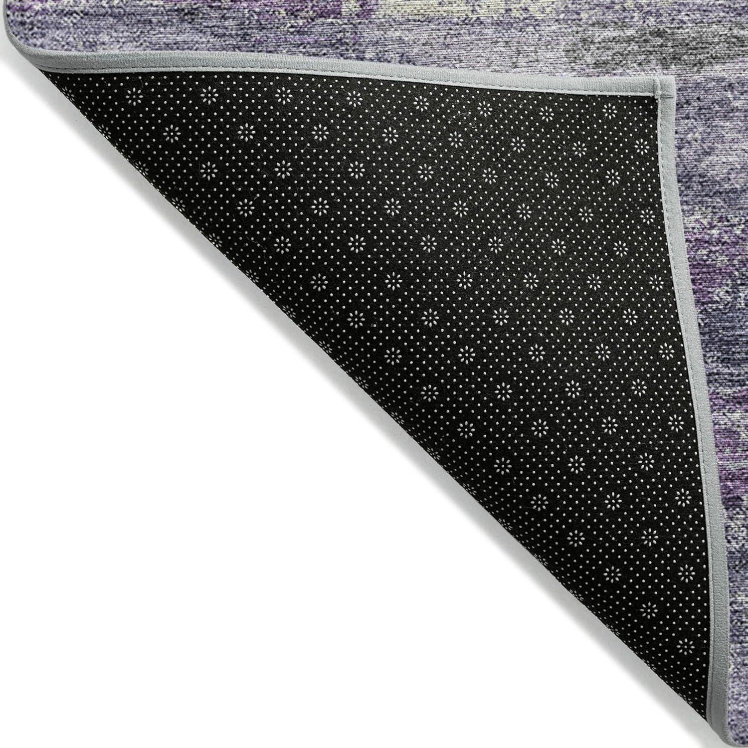 Purple Abstract 3' x 5' Machine Washable Indoor Outdoor Rug