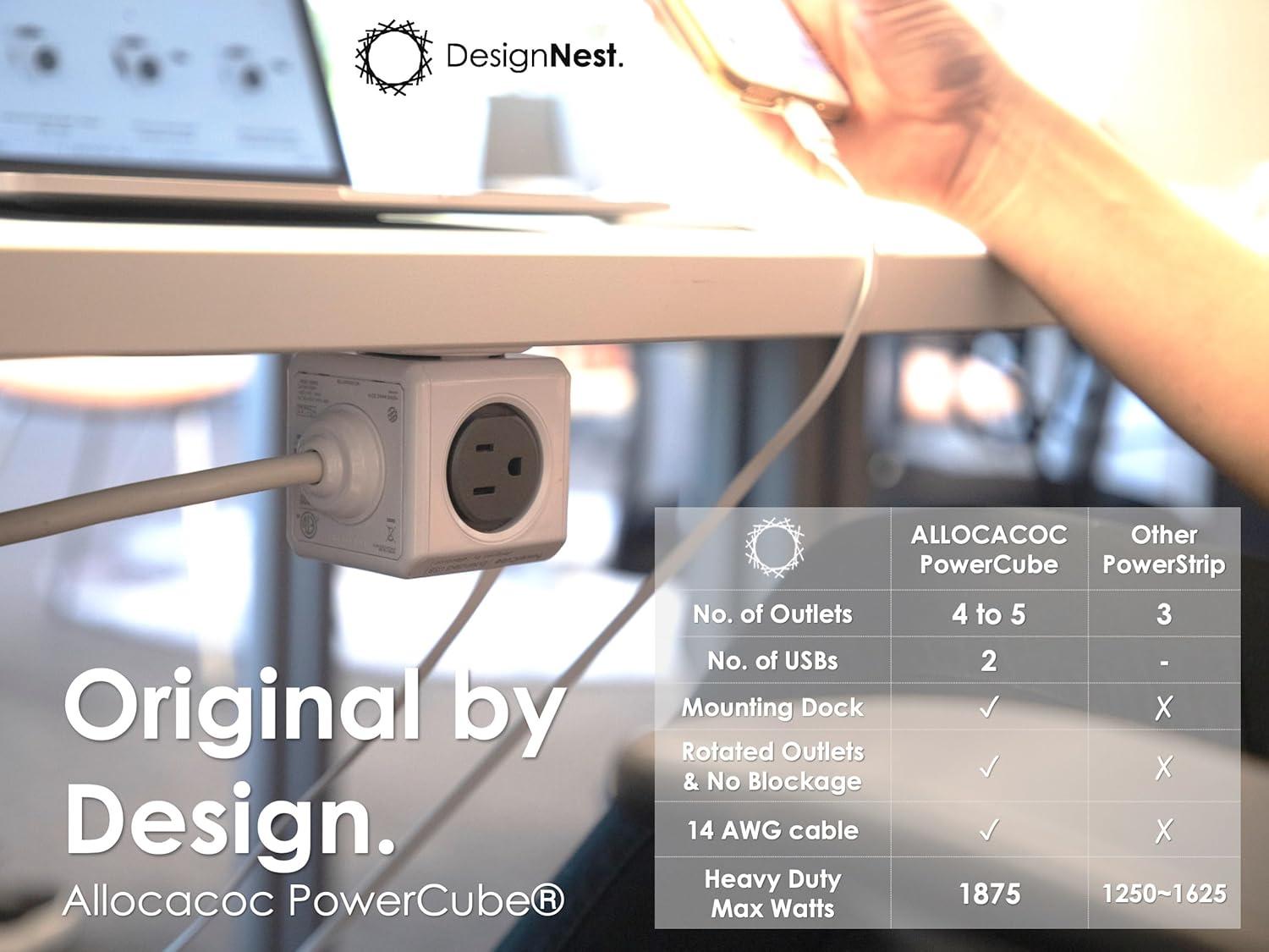 Power Cube Accessory 4424GY/USORPC 4-Outlet Extended USB Power Bar 10ft Grey Electronic Consumer Electronics