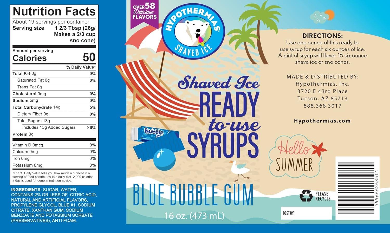 Hypothermias Shaved Ice & Snow Cone Syrup Variety Pack - Blue Raspberry, Tiger's Blood, Dreamcicle - 100% Pure Cane Sugar in a Gift Box