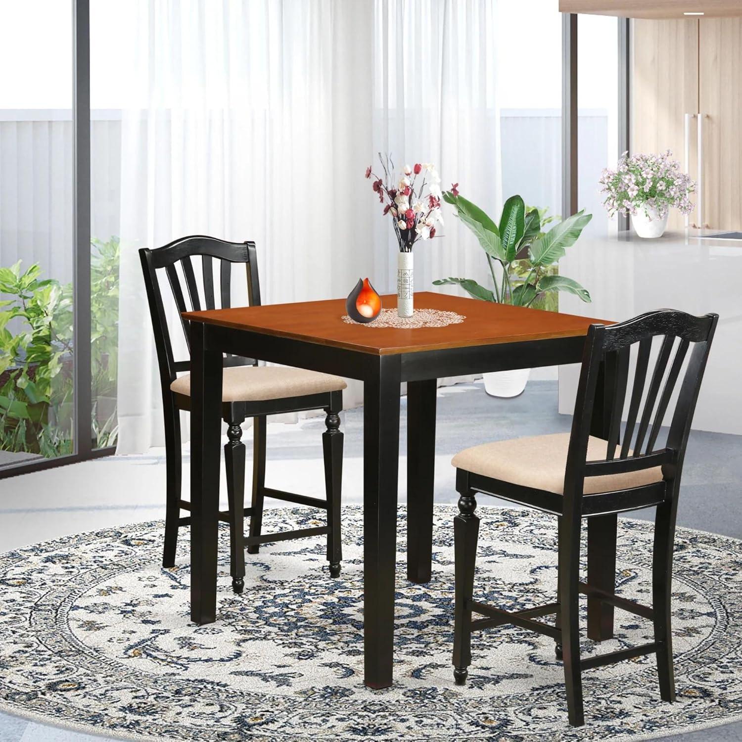 Black and Cherry 3-Piece Counter Height Pub Table Set