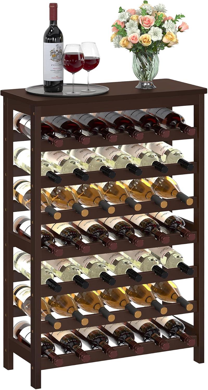 Espresso Bamboo 42-Bottle Free Standing Wine Rack