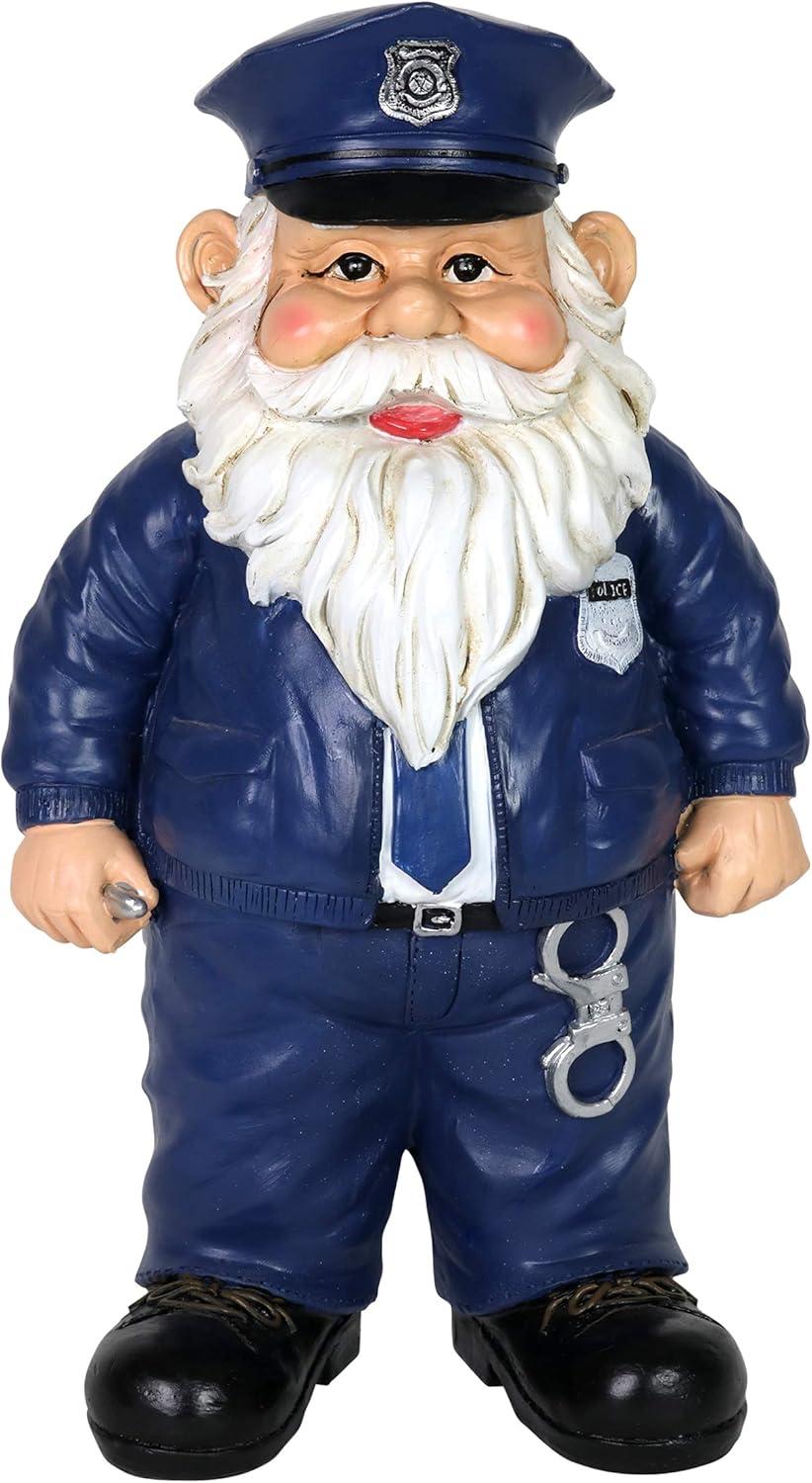 Hand-Painted Policeman Garden Gnome Statue with Handcuffs