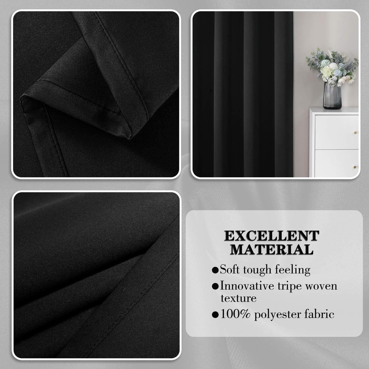 Black 84-Inch Room Darkening Grommet Top Curtains