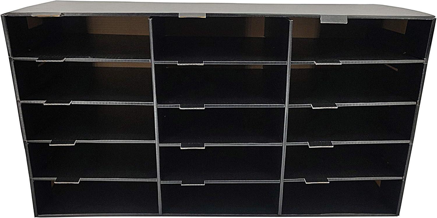 Black 15-Slot Vertical File Organizer for Office and Classroom