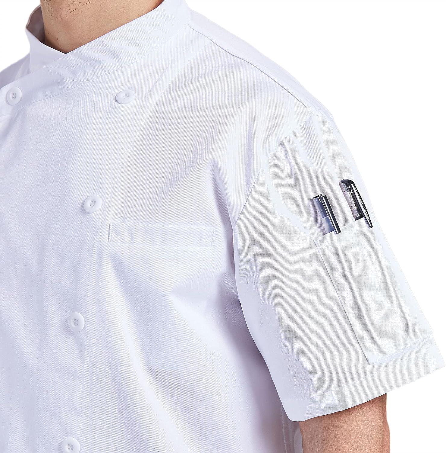 Men's White Short Sleeve Button Chef Coat