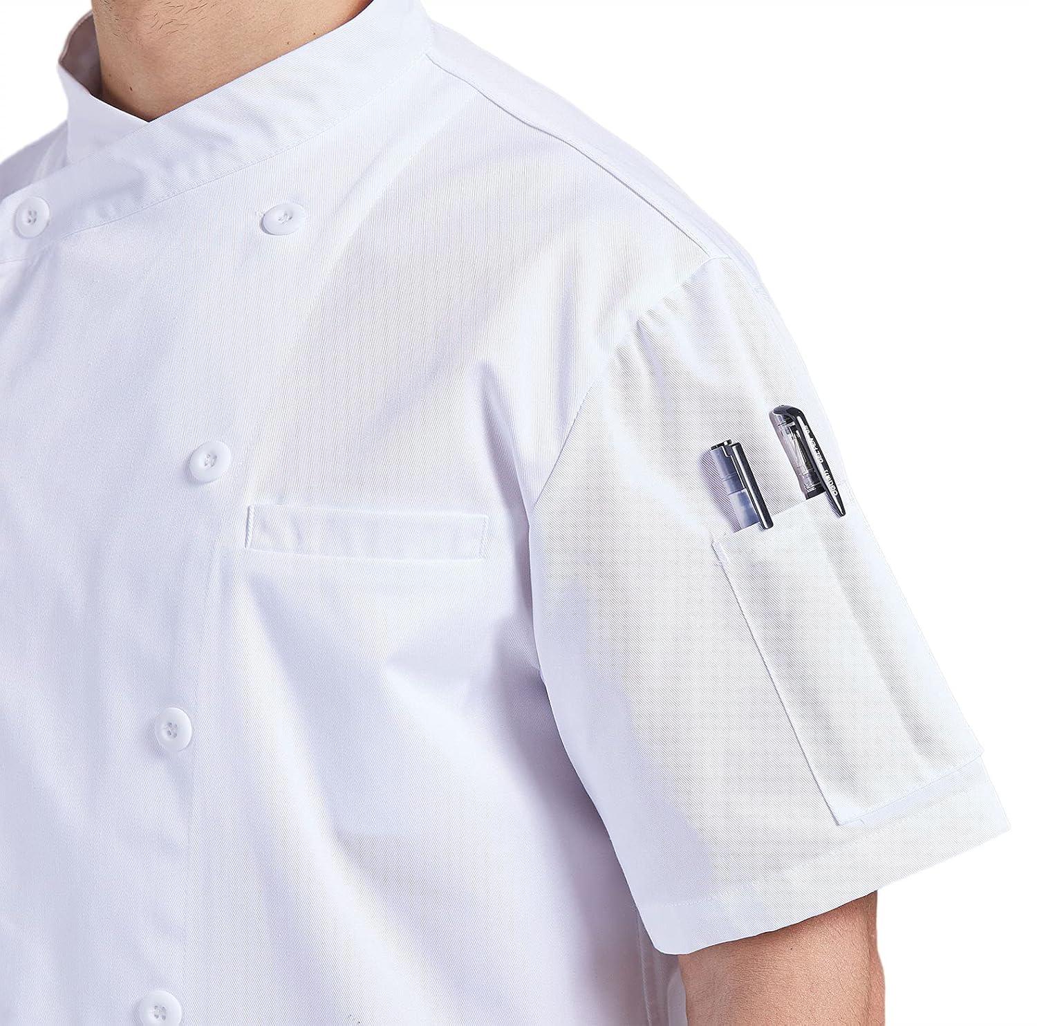 Men's White Short Sleeve Button Chef Coat