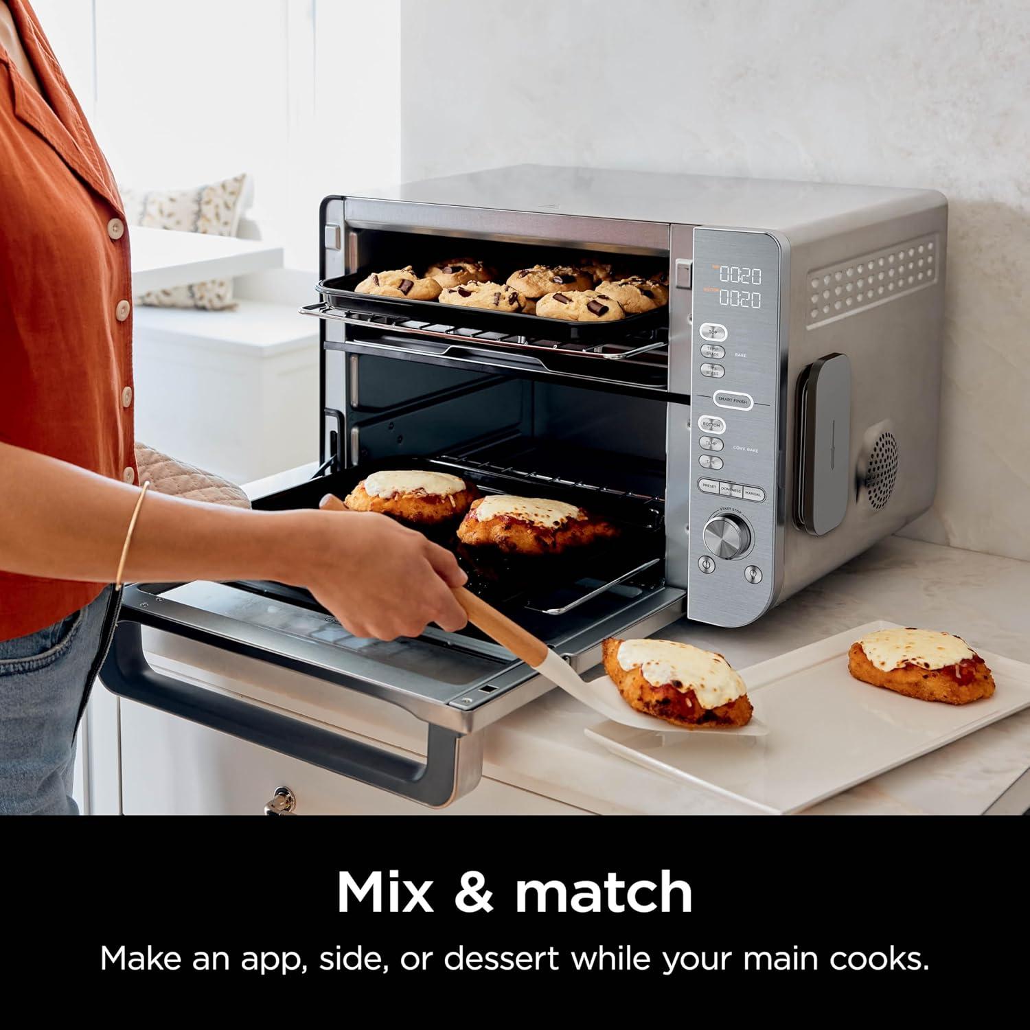 Stainless Steel Dual Basket Electric Countertop Oven and Air Fryer