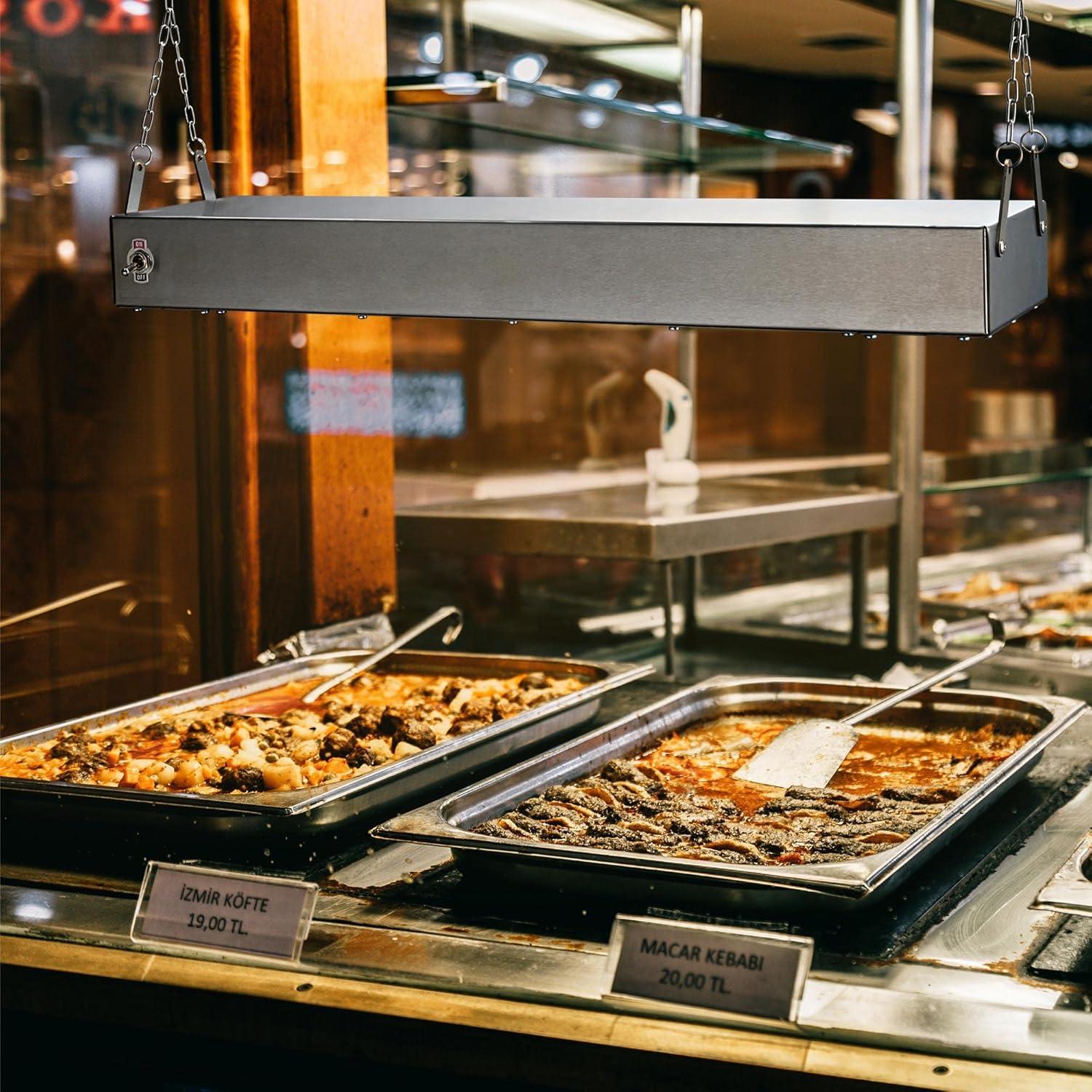 WeChef Commercial Food Warmer 24" 900W Electric Strip Heater Portable Stainless Steel Fry Heating Lamp for Fry Dishes