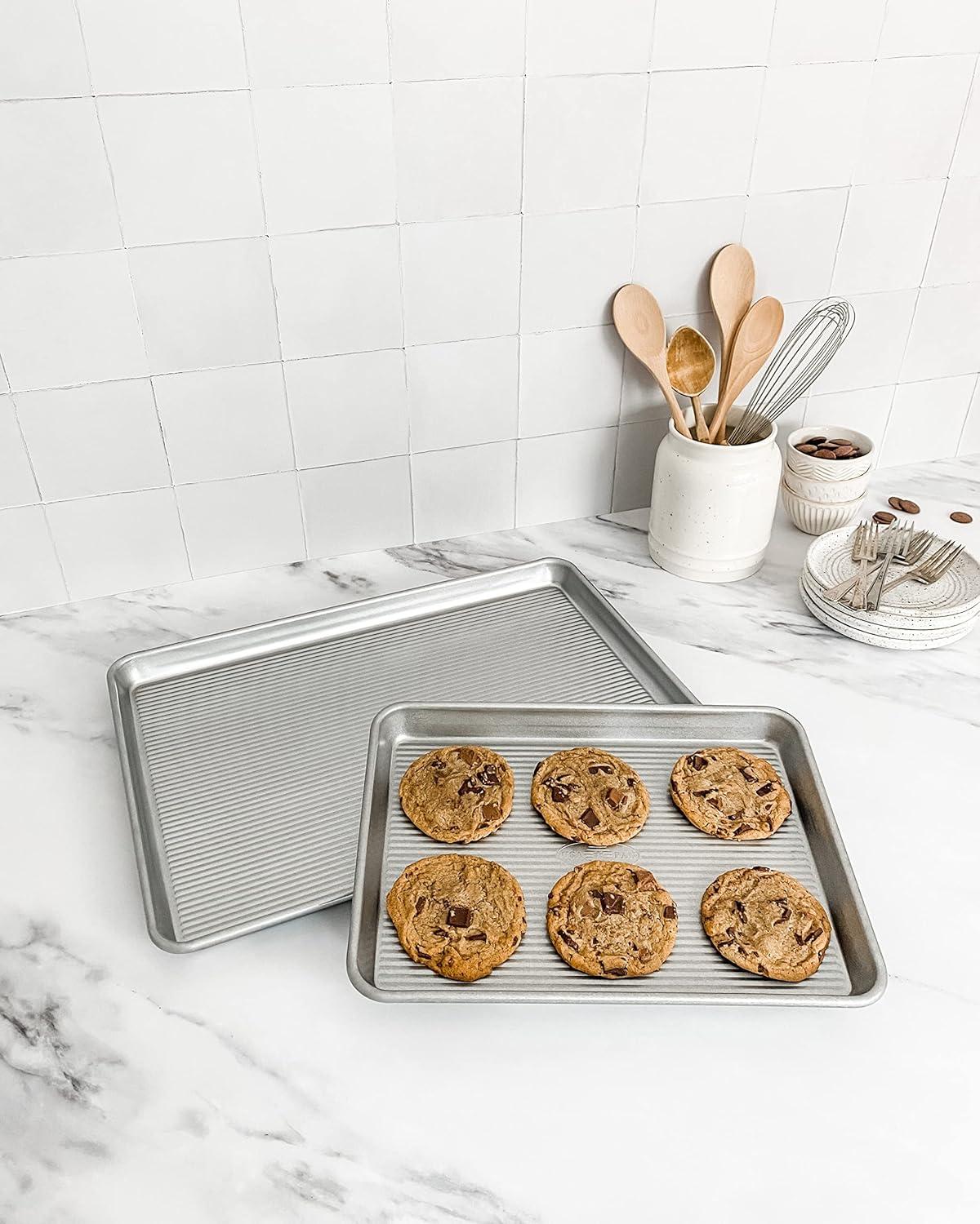 USA Pan Nonstick Half Sheet Pan and Quarter Sheet Pan, Set of 2