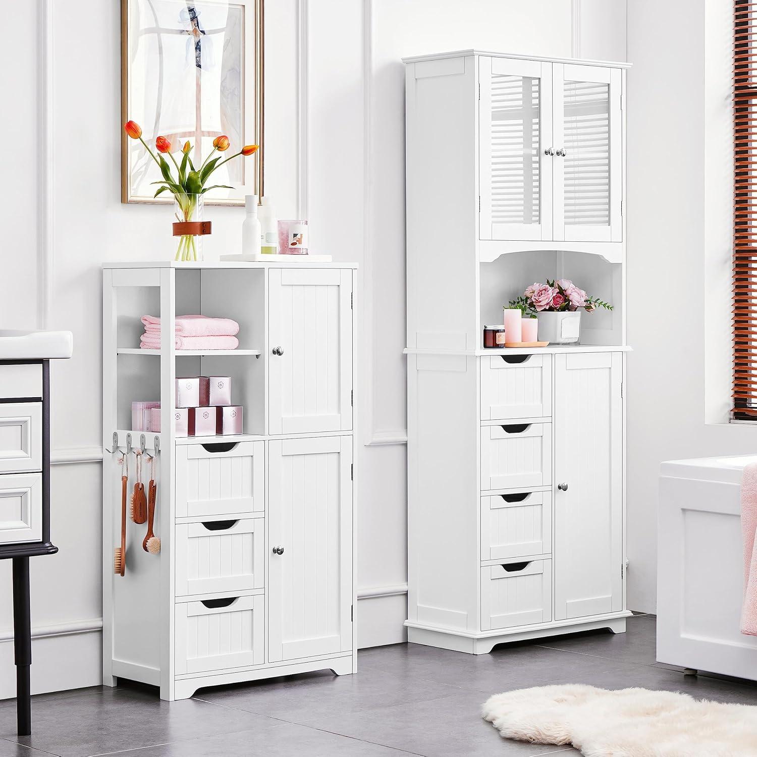 Yaheetech 42" Bathroom Storage Cabinet Floor Cabinet with 3 Drawers, White