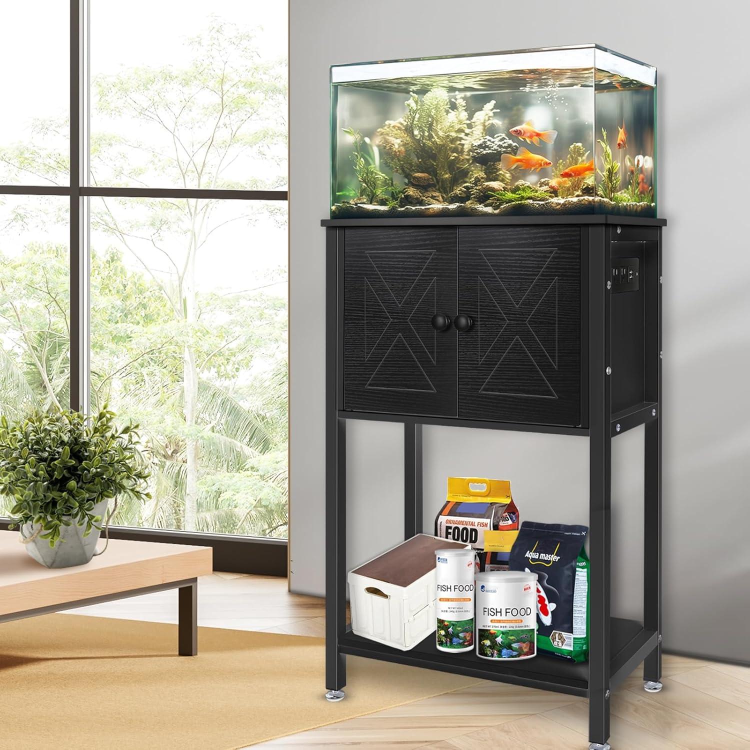Tucker Murphy Pet™ Fish Tank Stand - 55-75 Gallon Wooden Aquarium Stand With Storage Cabinet For Fish Tank Accessories - 770 LBS Capacity, 51"X19.6"X35"H