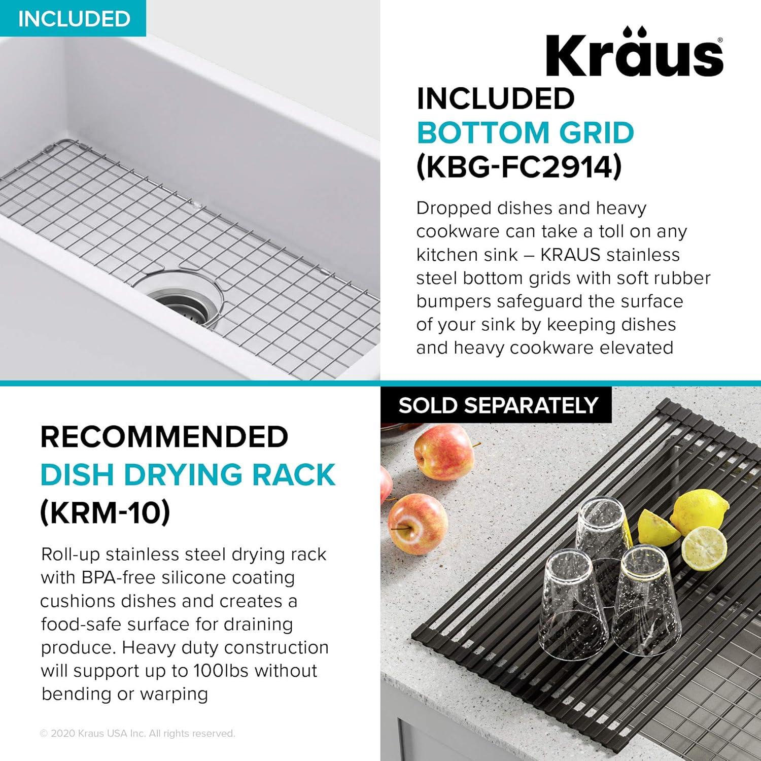 KRAUS Turino™ 33" L Farmhouse Reversible Apron Front Fireclay Single Bowl Kitchen Sink