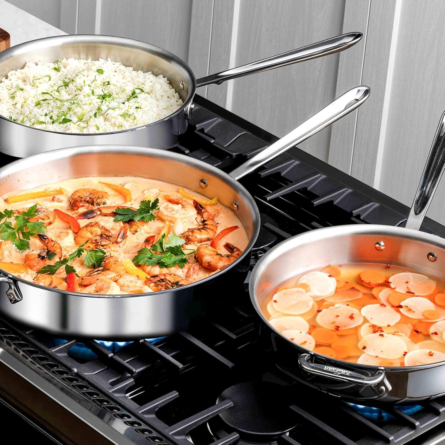 All-Clad D3 Stainless 3-ply Bonded Cookware, Saute Pan with lid, 4 quart