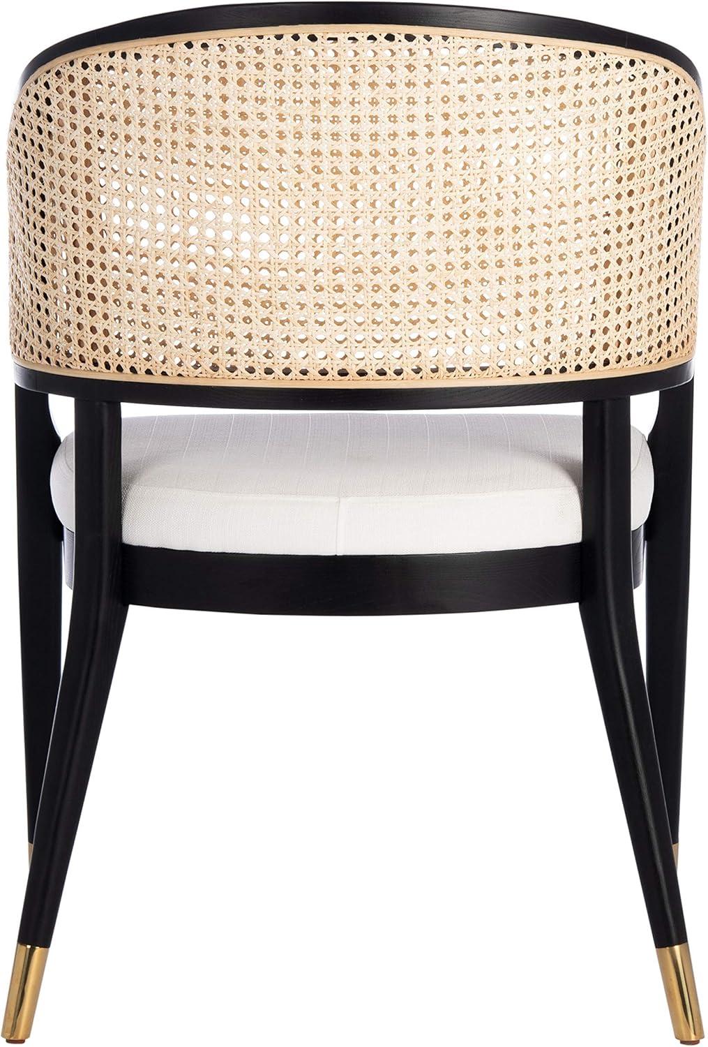 Black and Natural Rattan Cane Side Chair