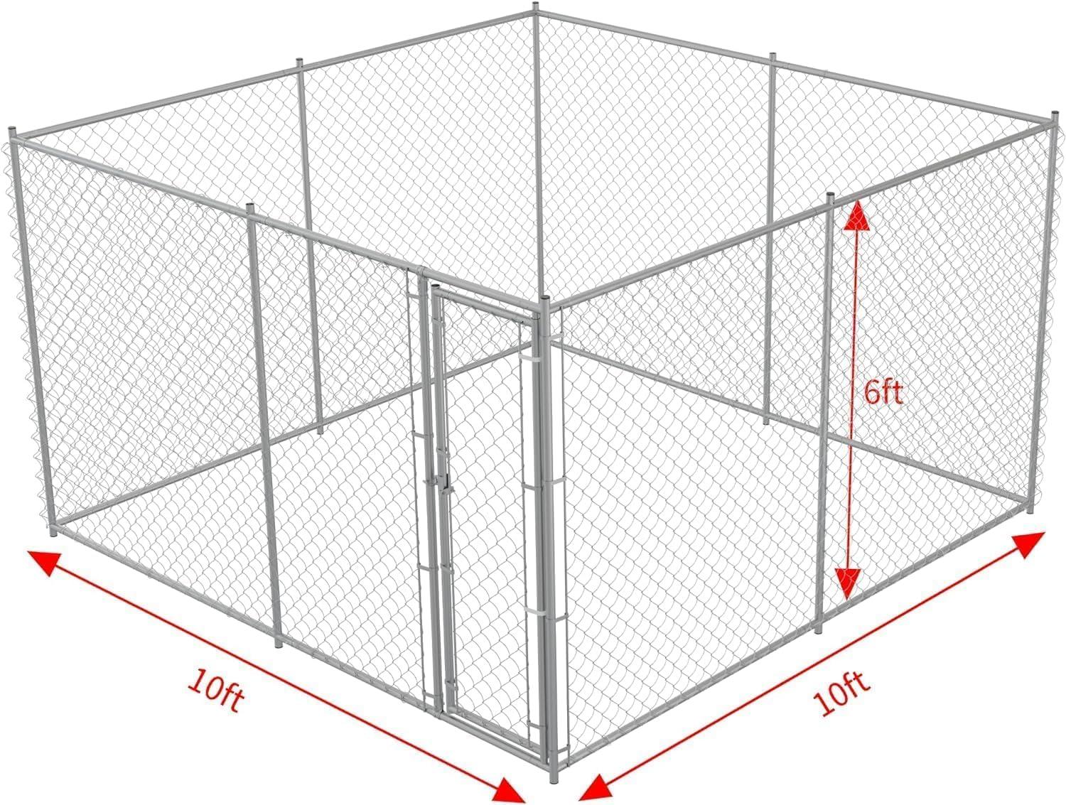 Extra Large Galvanized Metal Outdoor Dog Kennel with Lockable Door