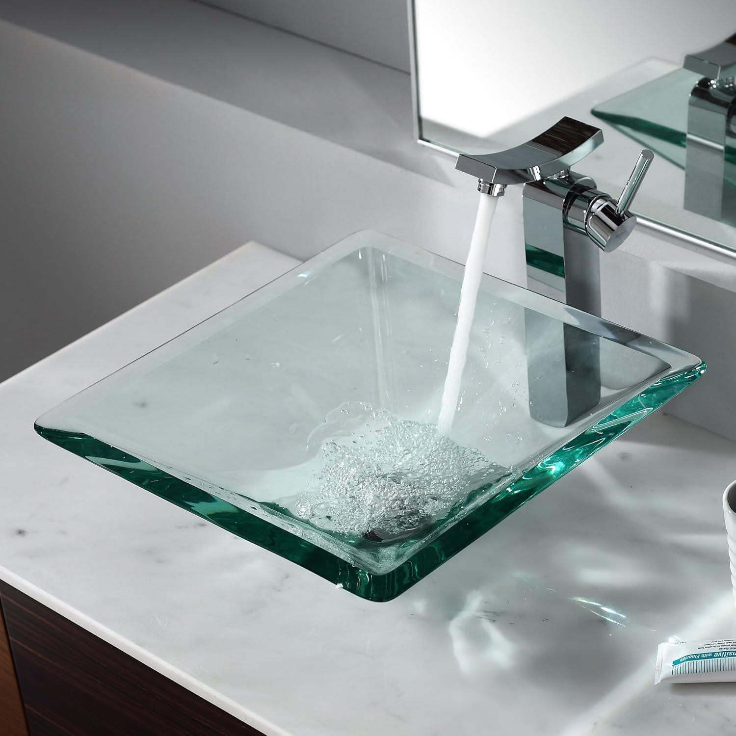 Square Glass Vessel Bathroom Sink