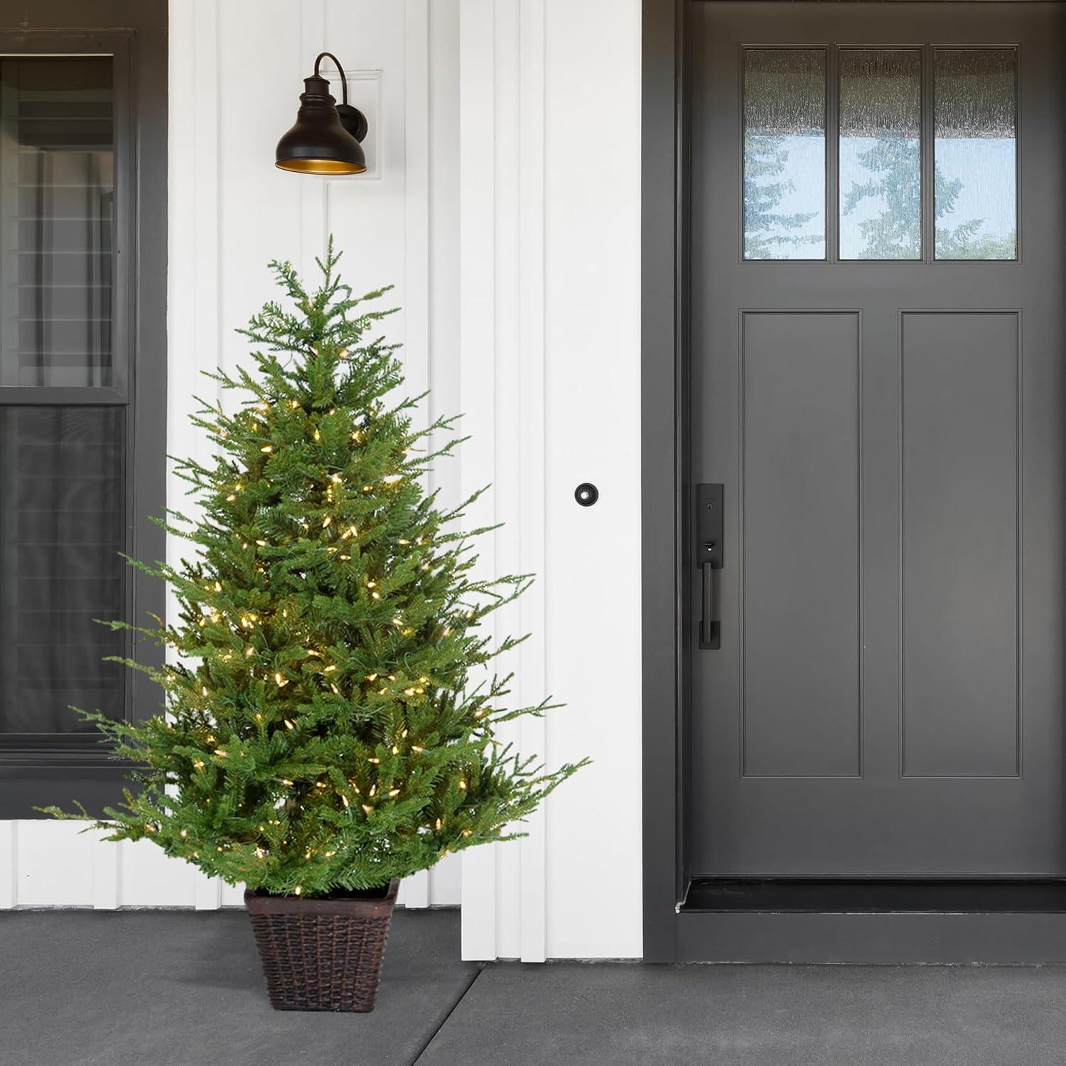 Fraser Hill Farm 5-ft. Adirondack Prelit Potted Christmas Tree with Warm White LED Lights