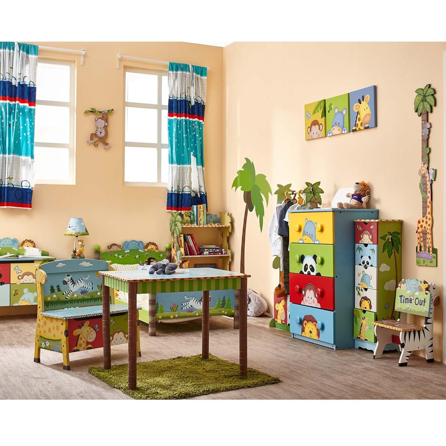 Fantasy Fields by Teamson Kids Sunny Safari  3-Tier Toy Storage Bookshelf & Drawer