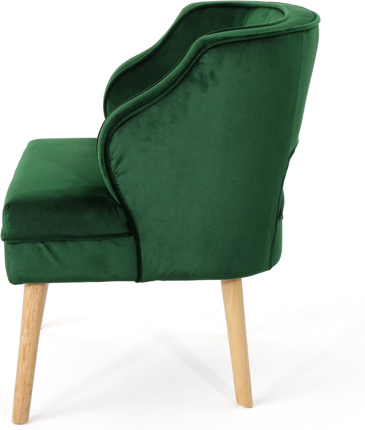 GDF Studio Michaela Mid Century Velvet Tufted Accent Chair, Emerald