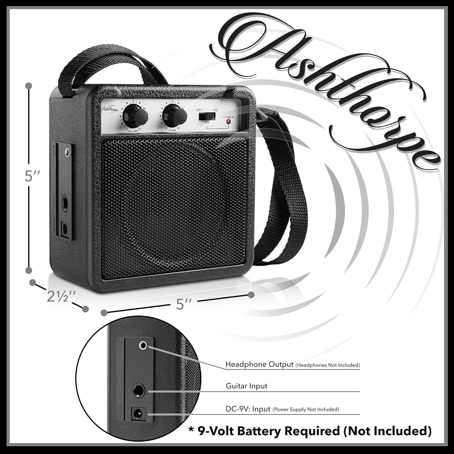 Ashthorpe 30-Inch Beginner Electric Guitar with Amplifier - Red, Kids Basic Starter Kit with Gig Bag and Accessories