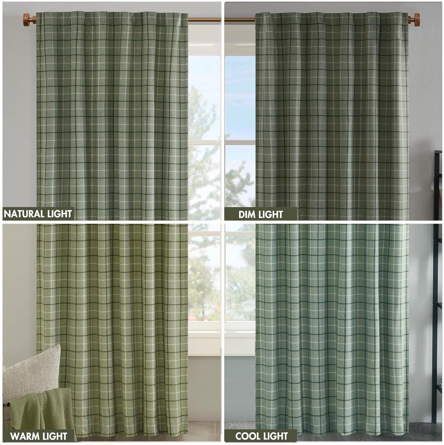 Anaheim Woven Plaid Room Darkening Thermal Fleece Lined Single Curtain Panel
