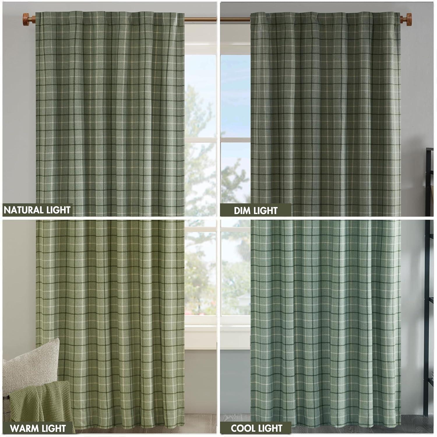 Anaheim Woven Plaid Room Darkening Thermal Fleece Lined Single Curtain Panel