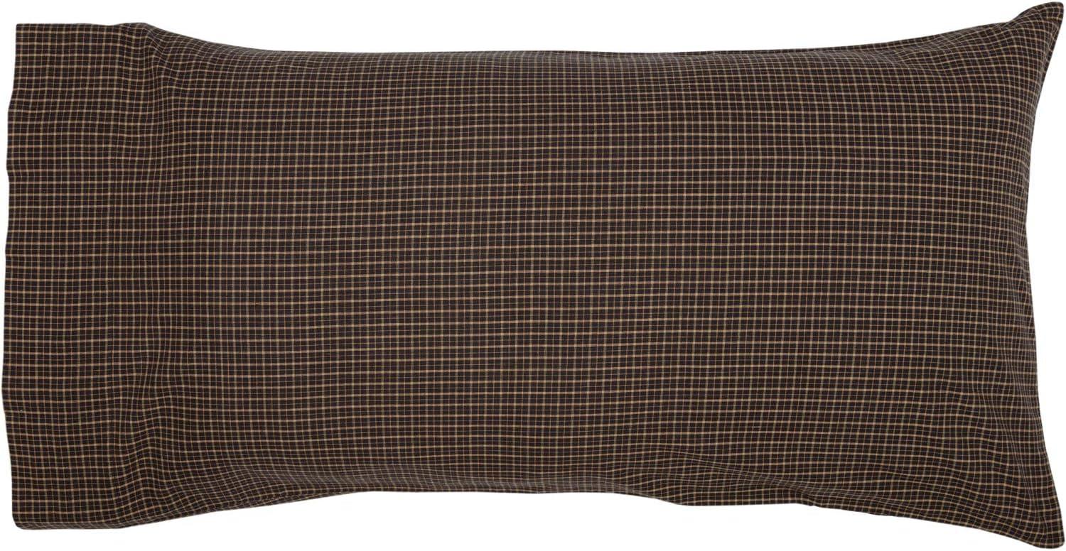 Kettle Grove Black and Tan Plaid Cotton King Pillowcase Set